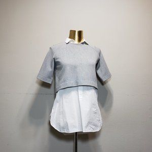 ZARA White & Gray Twofer / Faux Layered Shirt